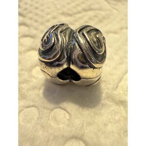 Authentic Pandora Retired Double Heart Silver Bracelet Clip